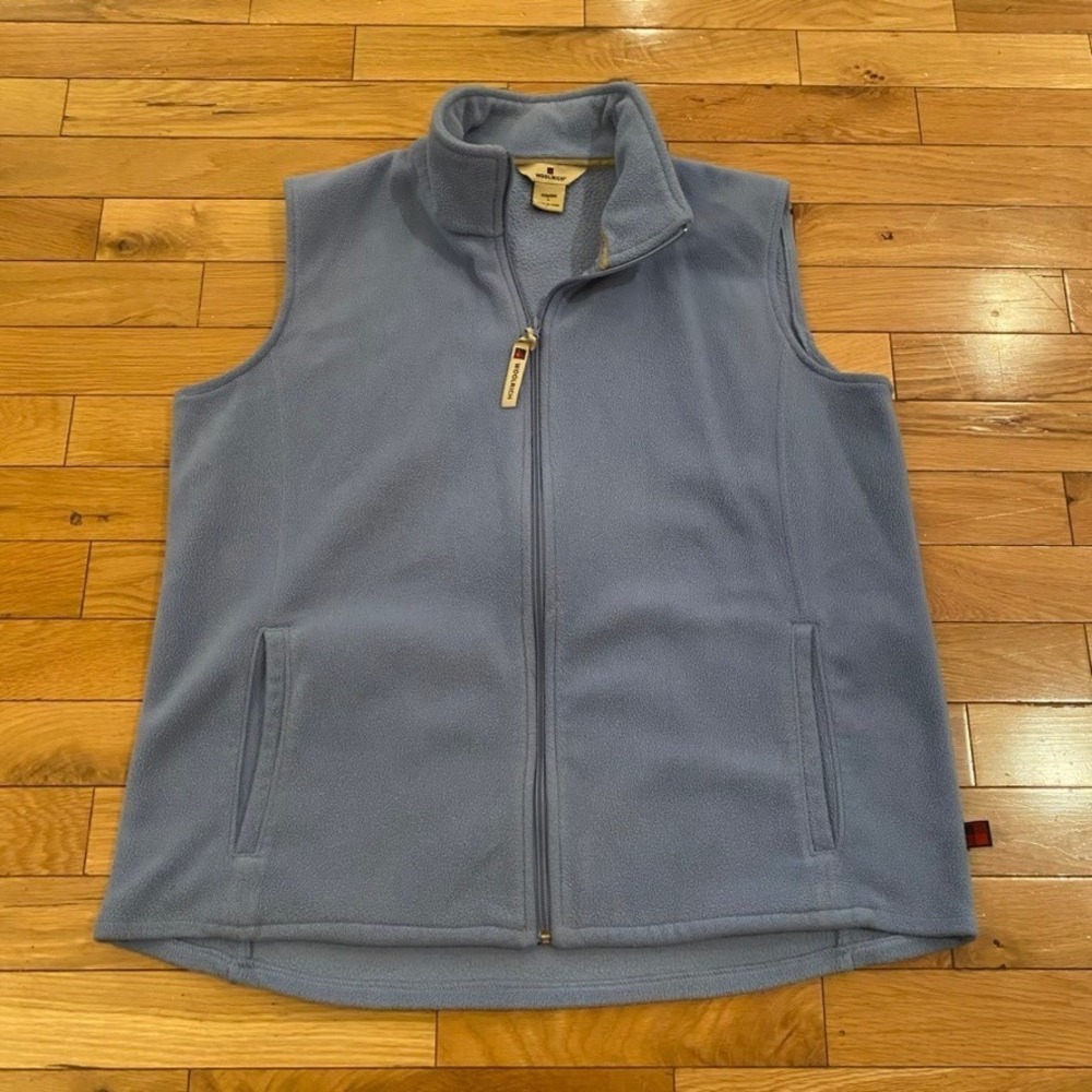 Woolrich Womens Fleece Vest Blue Full Zip Sleeveless Jacket Large Periwinkle